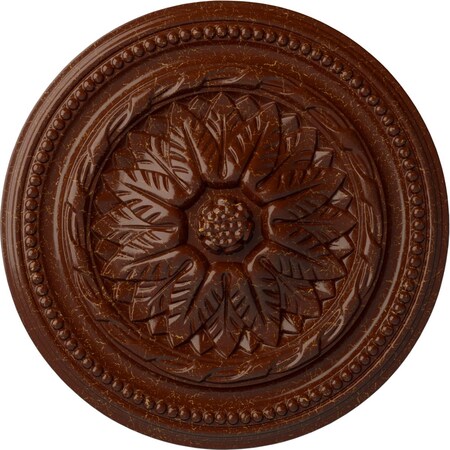Ekena Millwork Wigan Ceiling Medallion, Hand-Painted Burnished Mahogany Crackle, 16"OD x 2 1/4"P CM16WGBMC